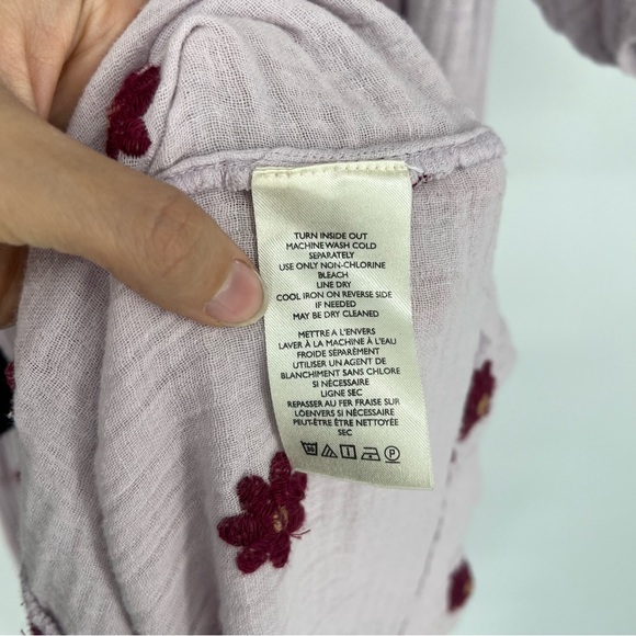 Free People Dahlia Purple Floral Embroidered Puff Sleeve Smocked Midi Dress M - Picture 8 of 9